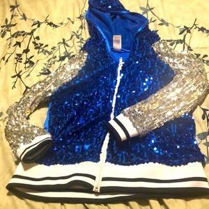 Blue and silver sequin jacket